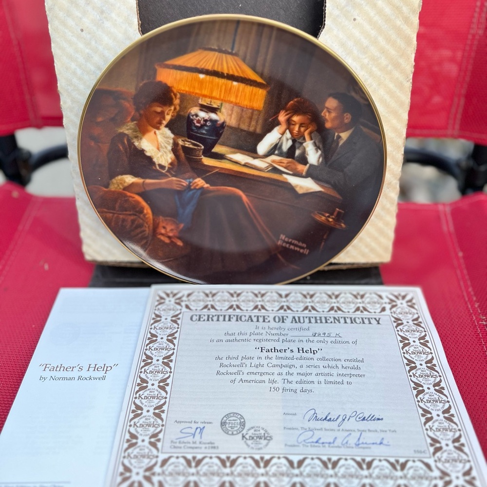Norman Rockwell Collector's Plate Fathers Help